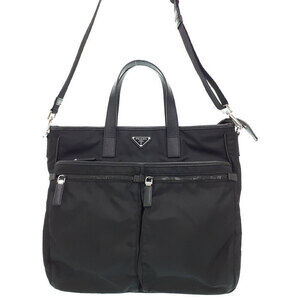 Prada ReNylon Saffiano Leather Tote Bag black